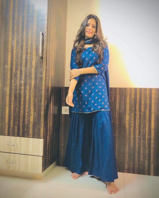 Blue Festive Sharara Set