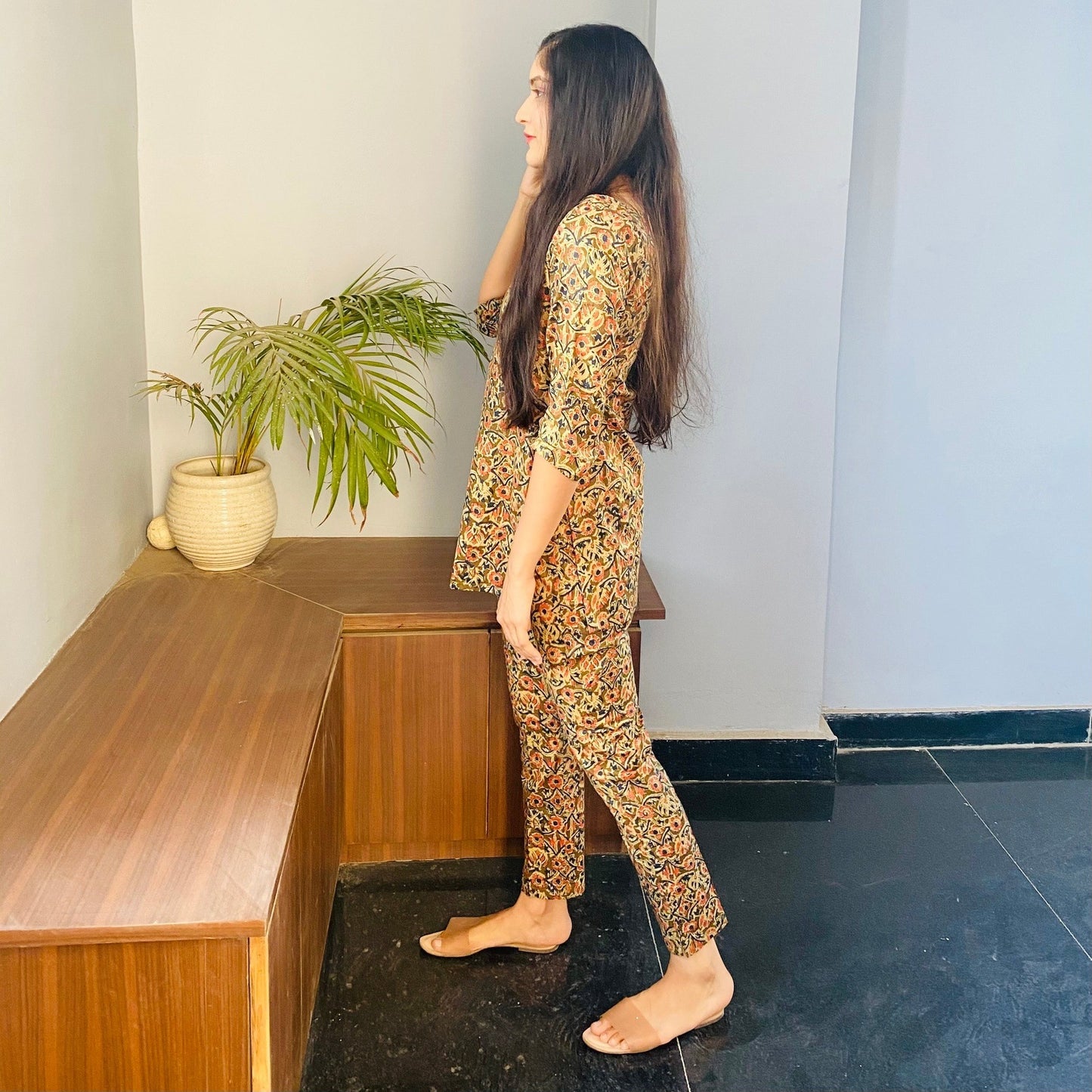 Olive Block Print Cord Set