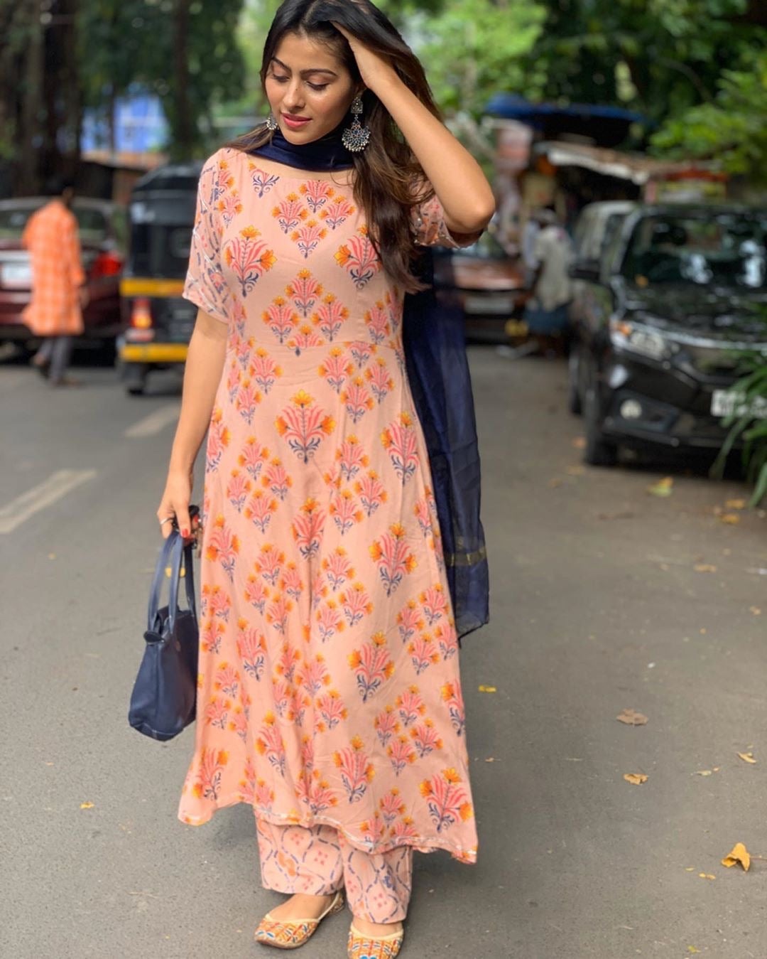 Peach Handblock Suit Set