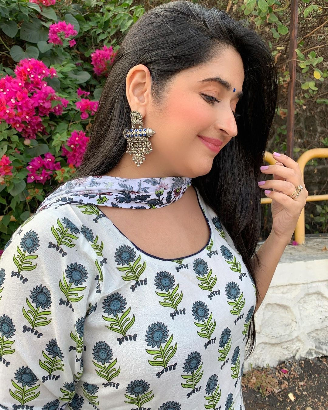 Blue Handblock Garden Suit Set