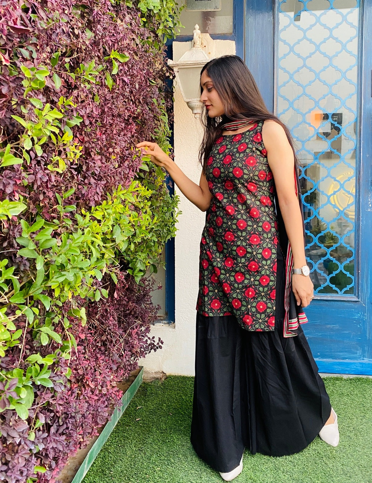 Black floral Sharara Set