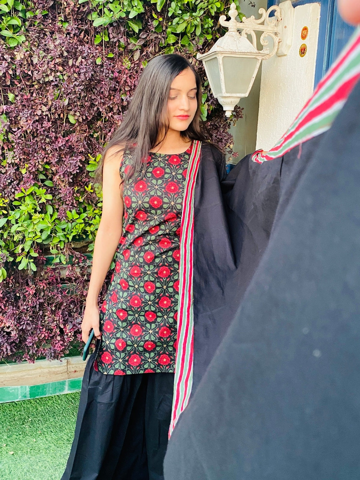 Black floral Sharara Set
