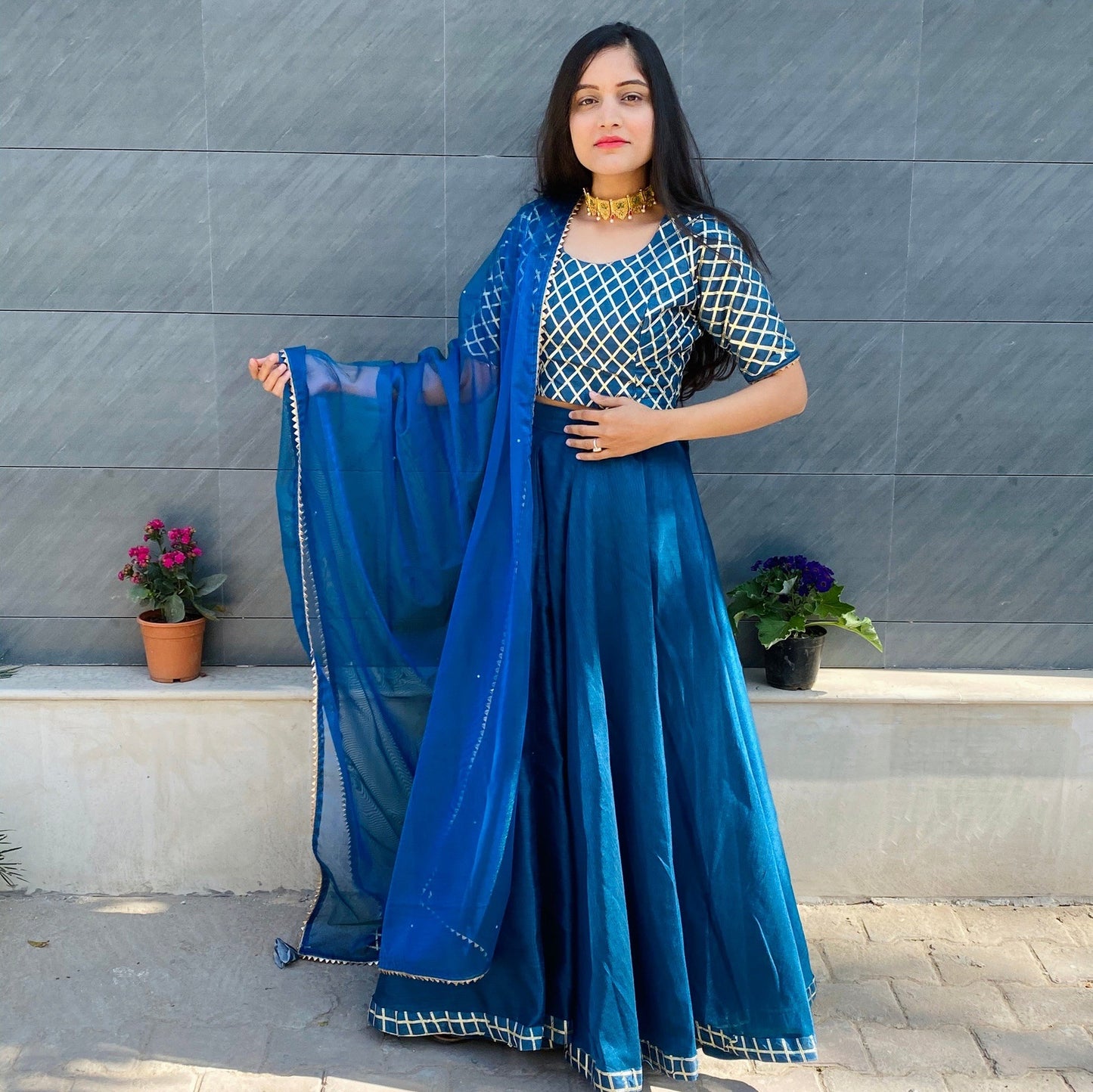 Rama Blue Lehenga Set