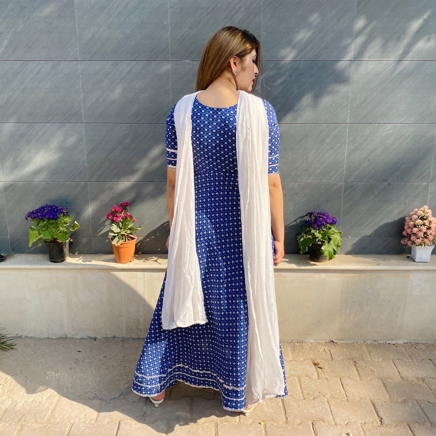 Indigo Printed Suit Set