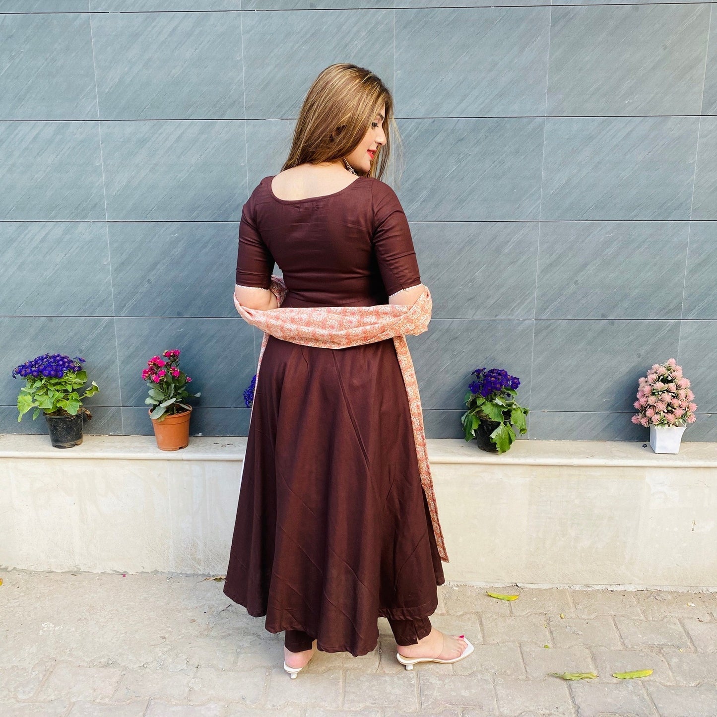 Brown Floral Suit Set