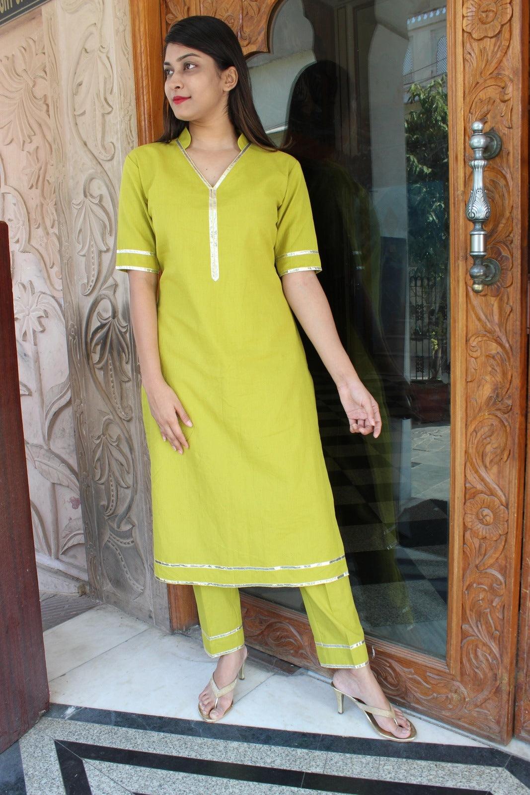 Allure Green Gota Kurta Set