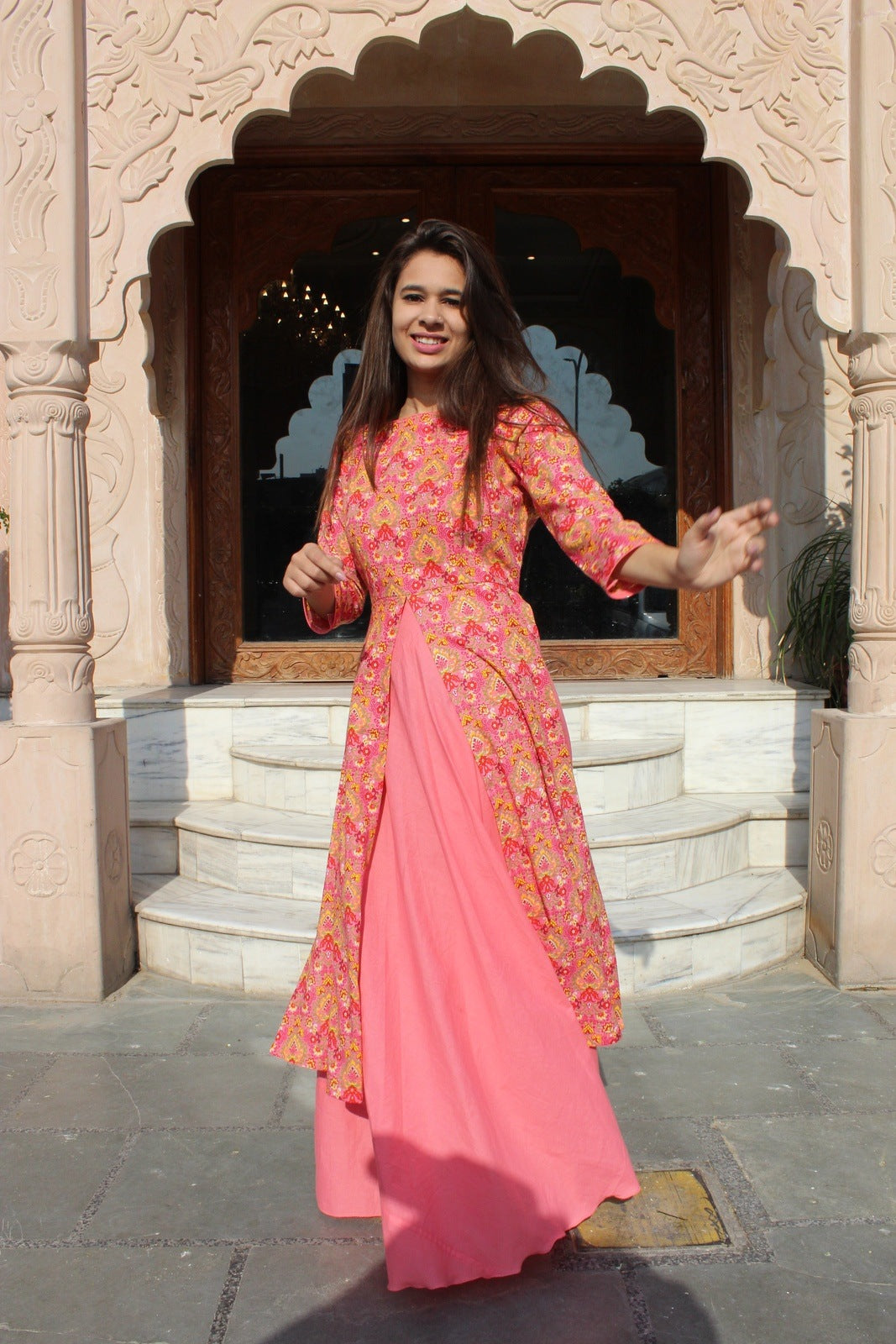 Baby Pink Front Cut Dress