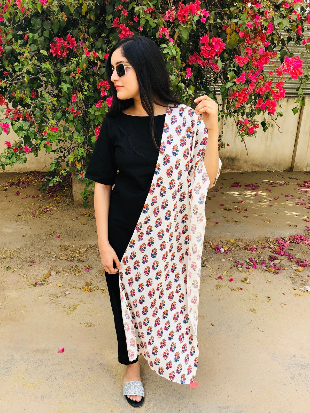 Black Floral Suit Set