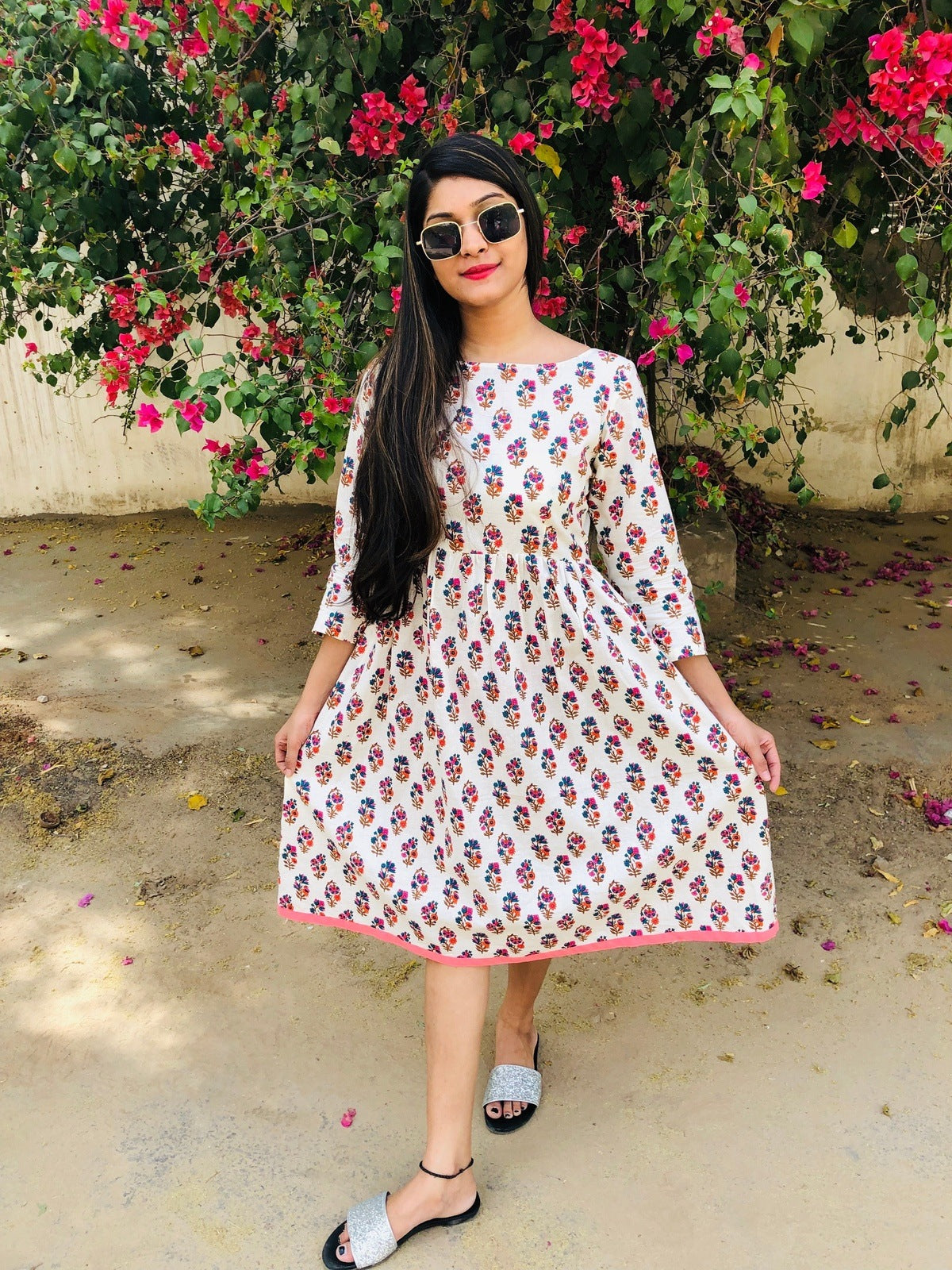 Ivory Floral Summer Dress