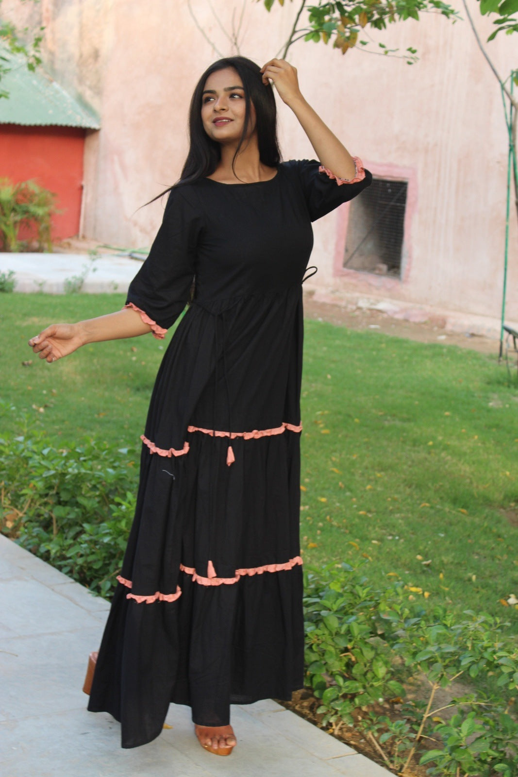 Black Frilled Tier Dress