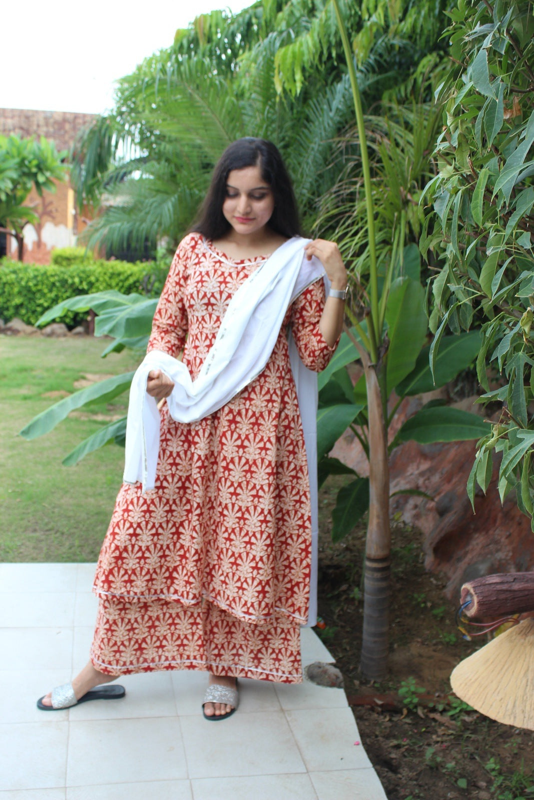 Rust Printed Suit Set