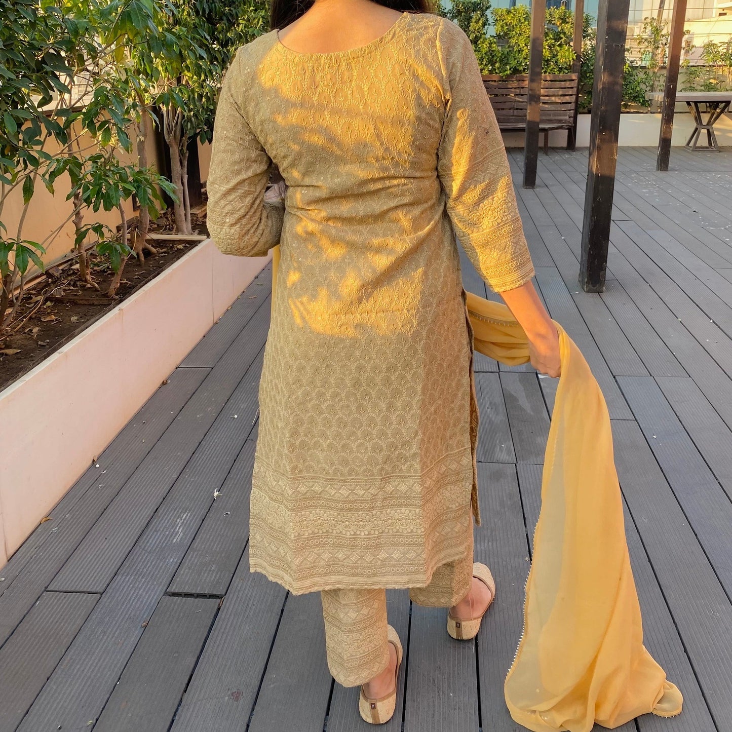 Ivory Sequins Embroidered Suit Set