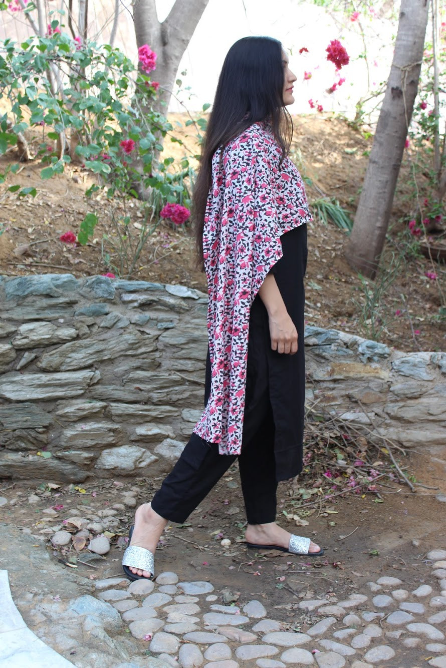 Black Pink Floral Suit set