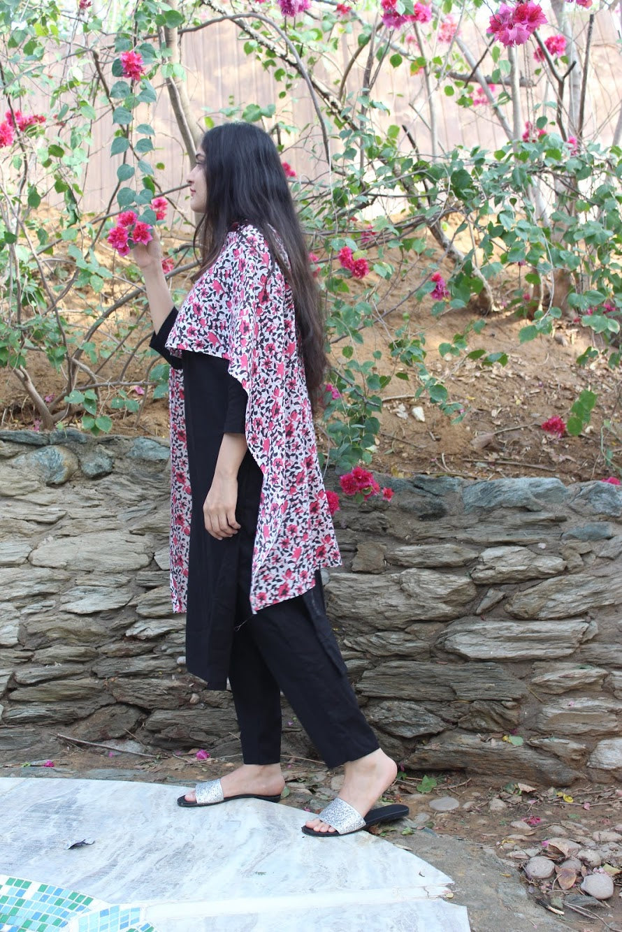 Black Pink Floral Suit set