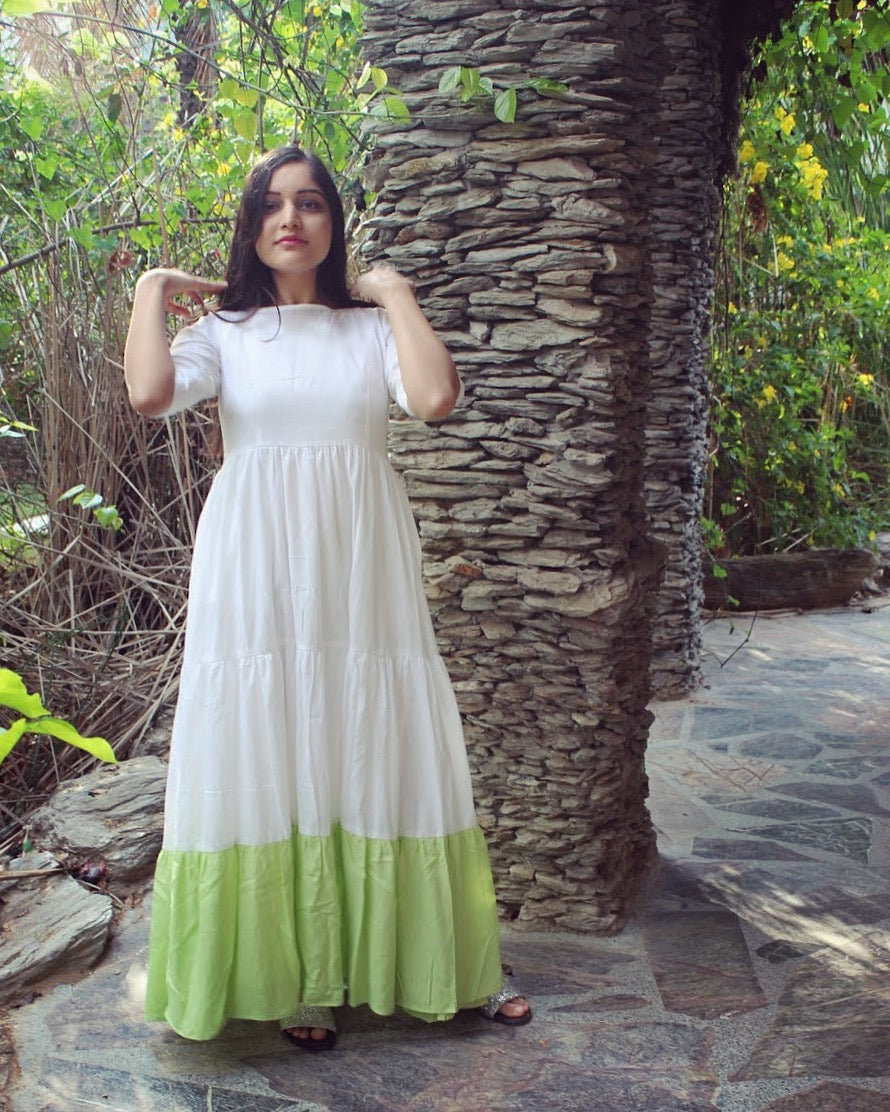 White Pastel Tier Dress