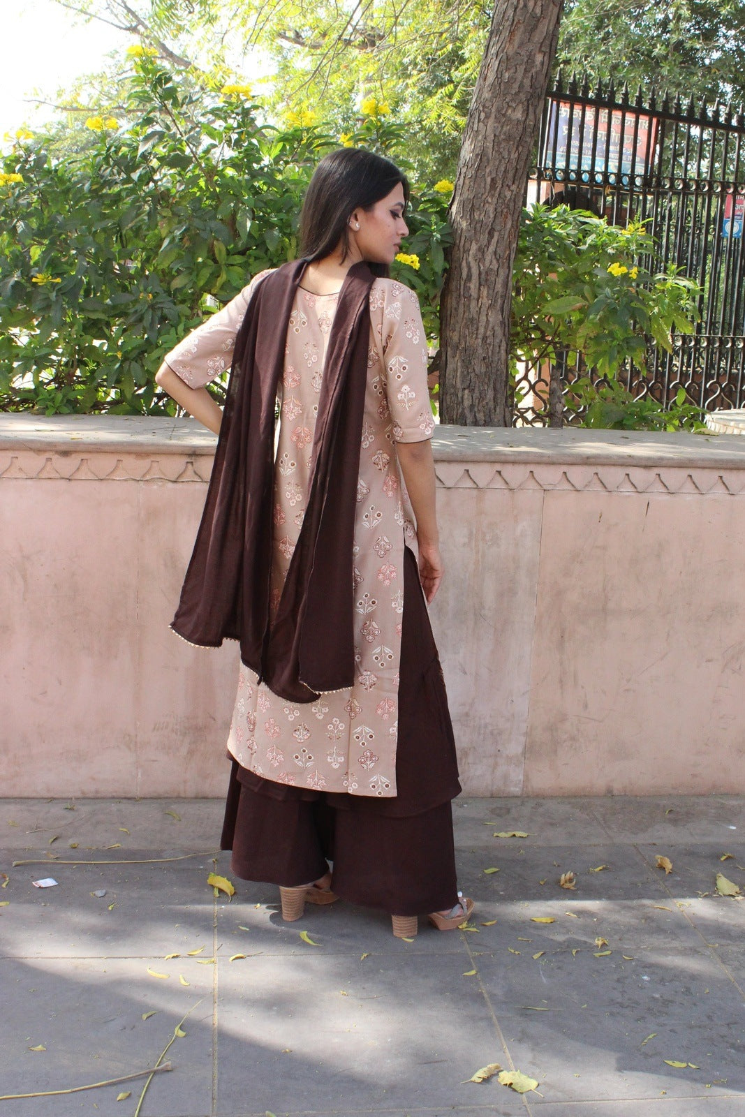 Coffee Printed Suit Set