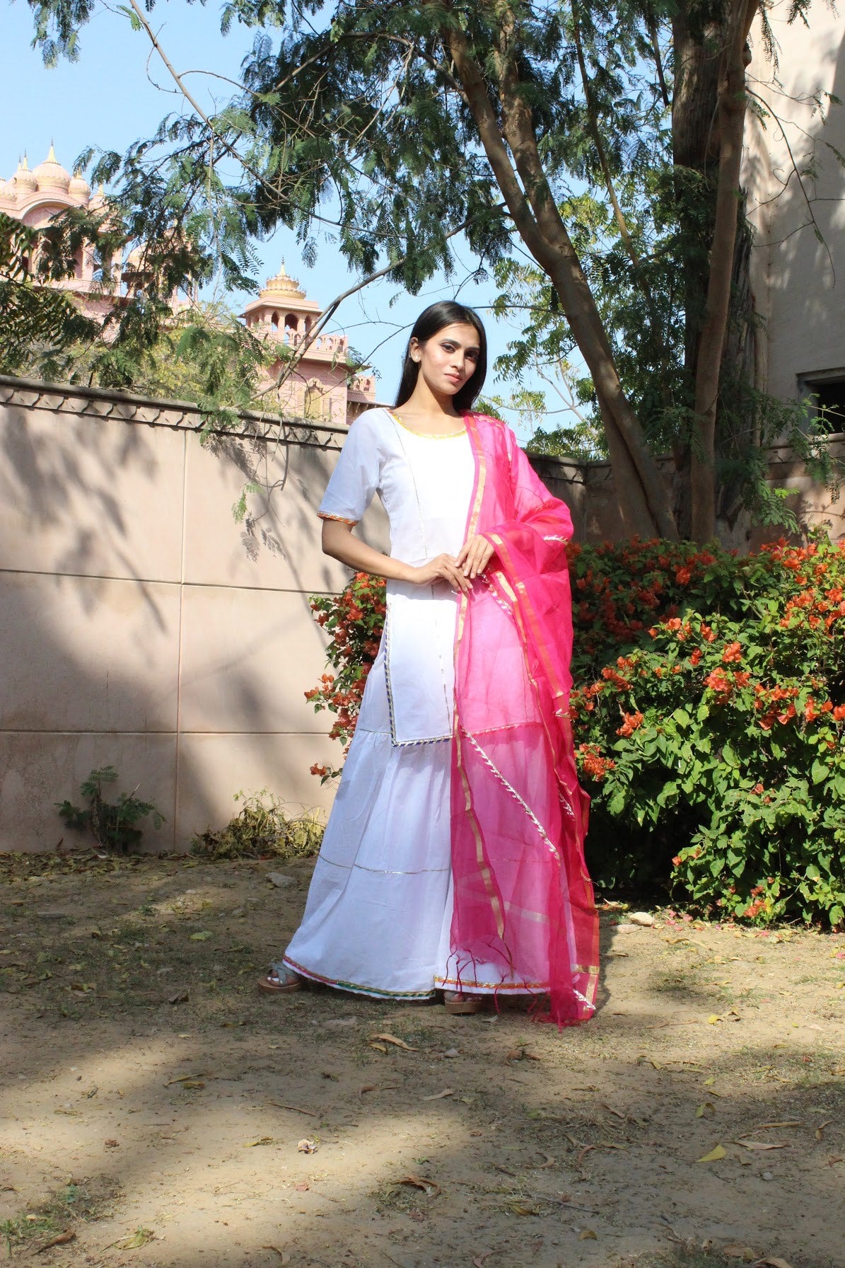 White Festive Sharara Set