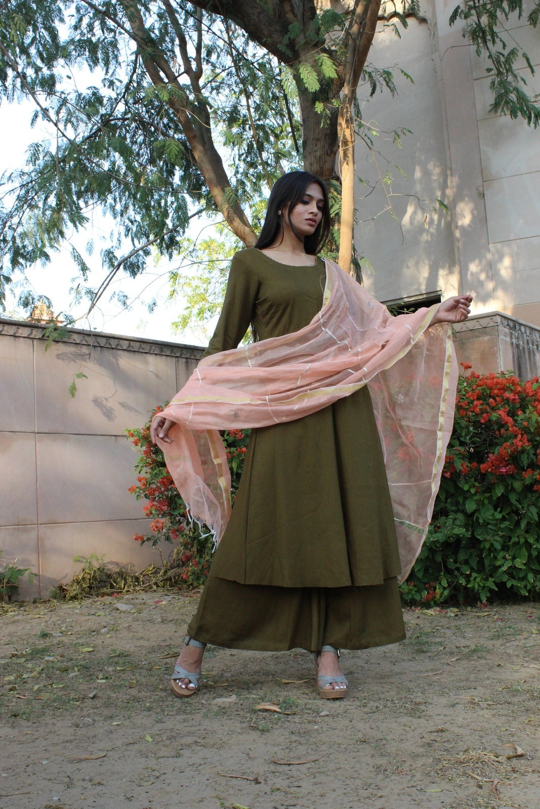 Olive Peach Suit Set