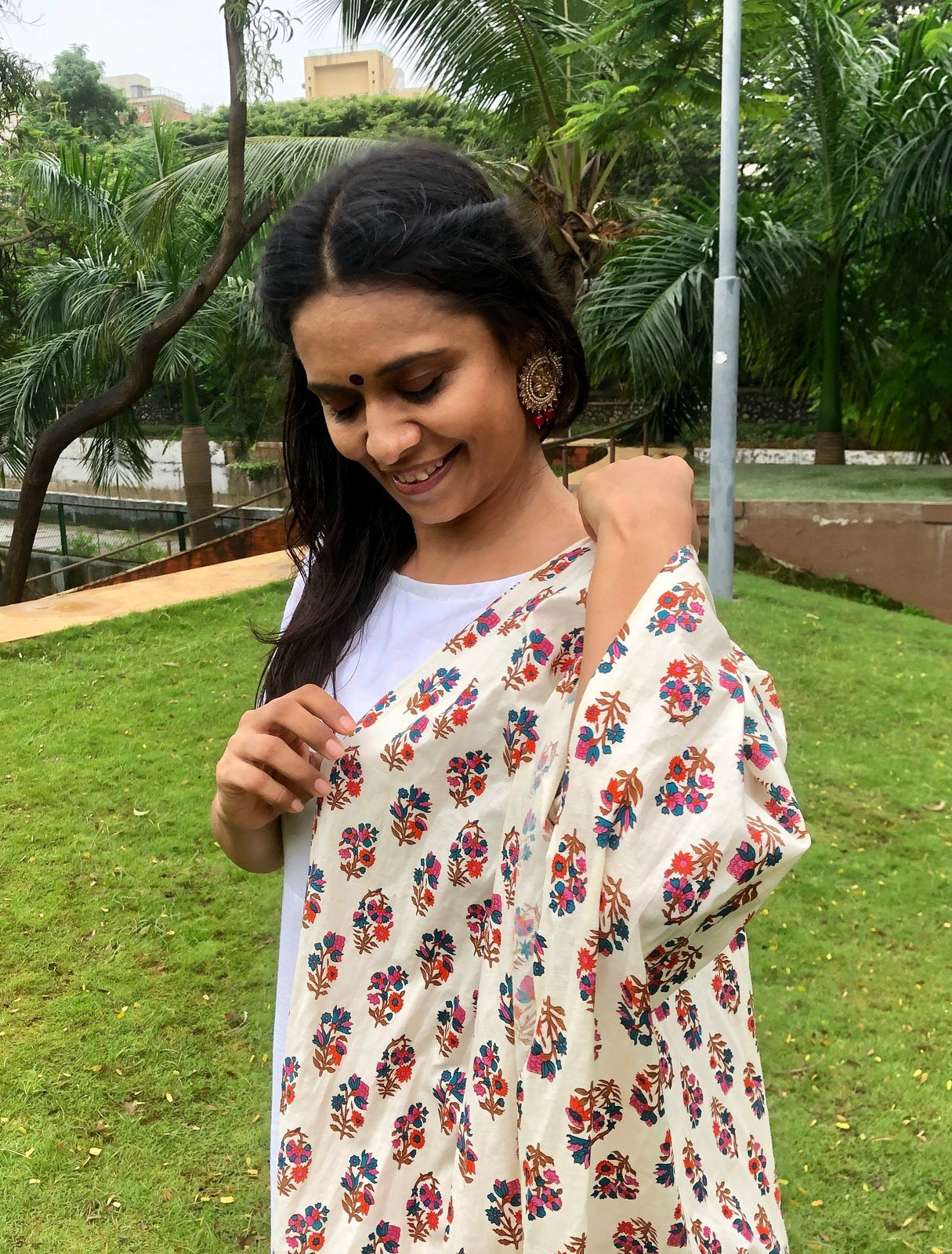 White Floral Suit Set