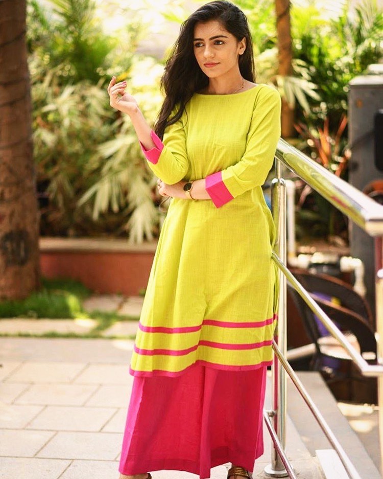 Mint Green And Pink Kurta Set
