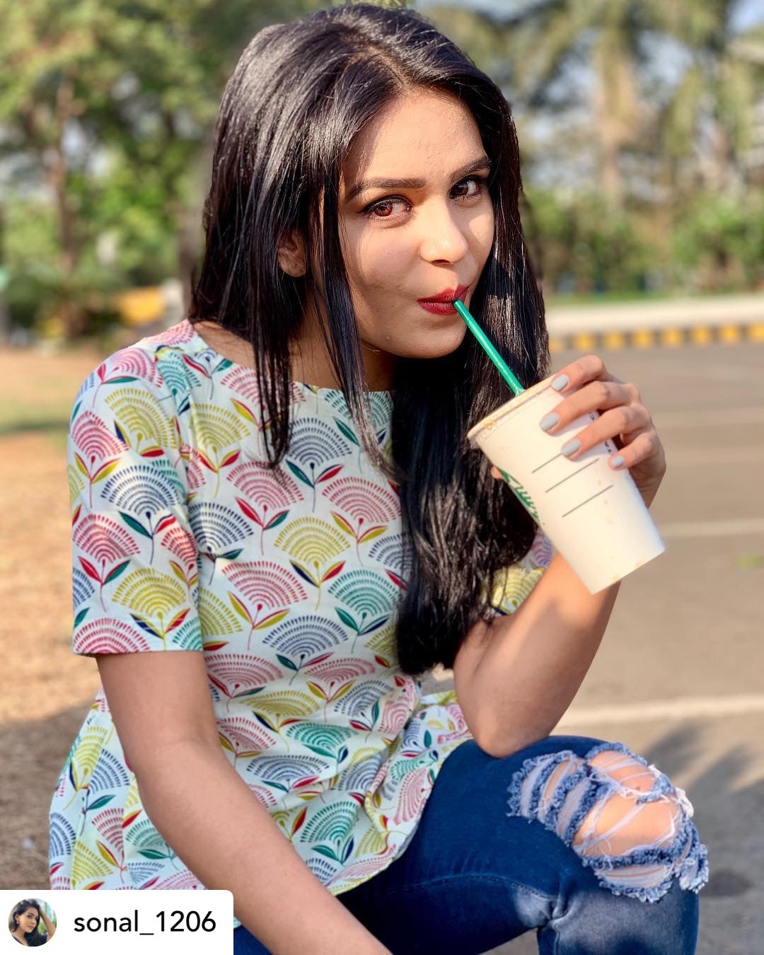 White Printed Pleated Top