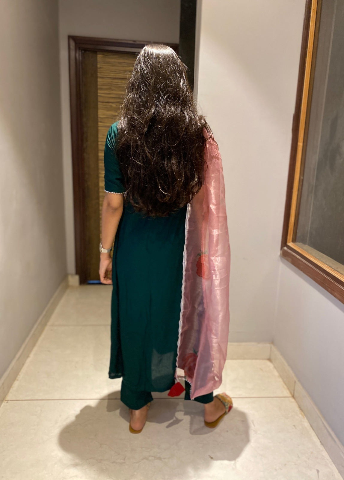 Bottle Green Handpainted Suit Set