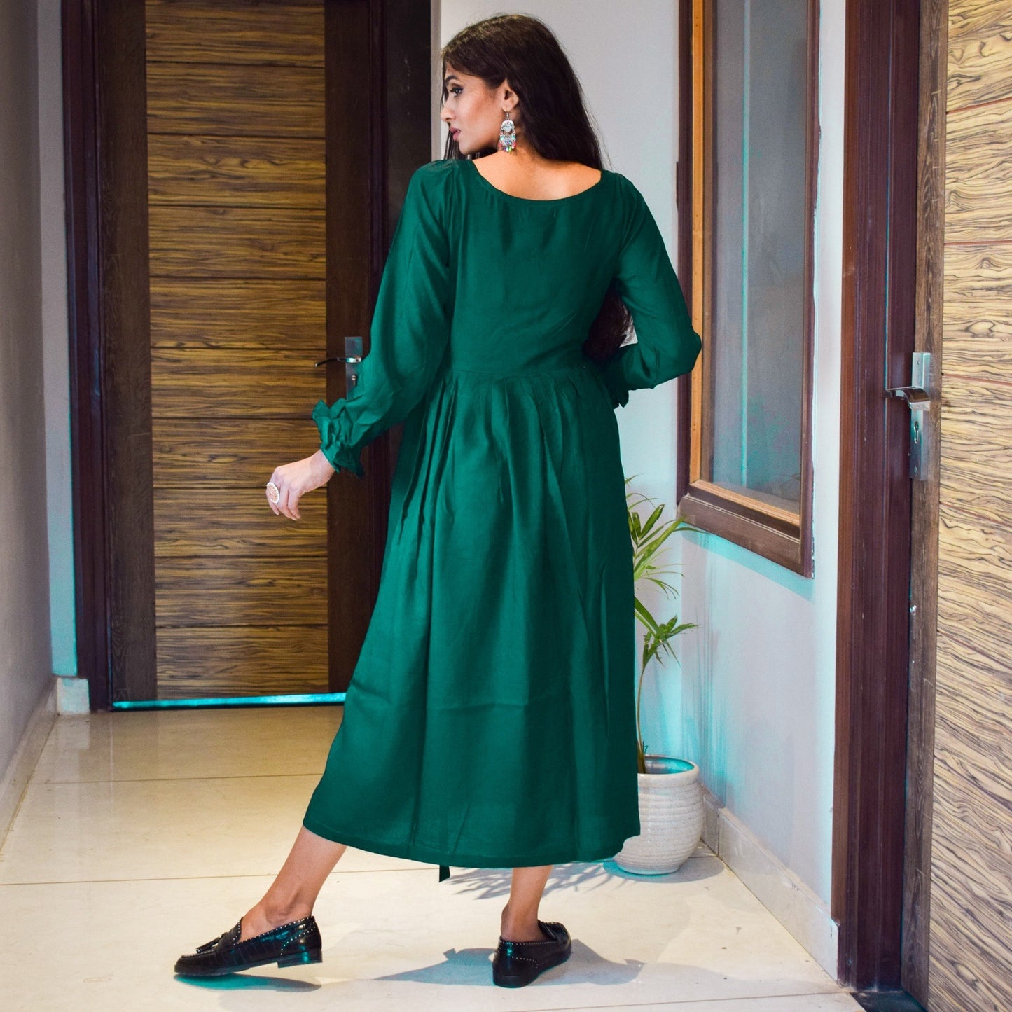 Winter Palm Pleated Dress