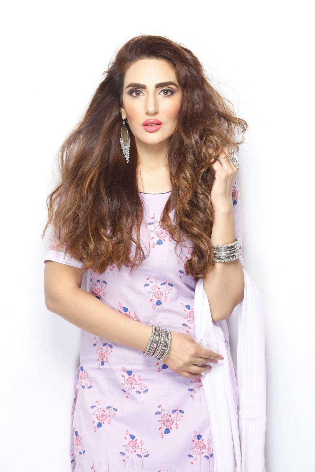 Lilac Floral Printed Suit Set