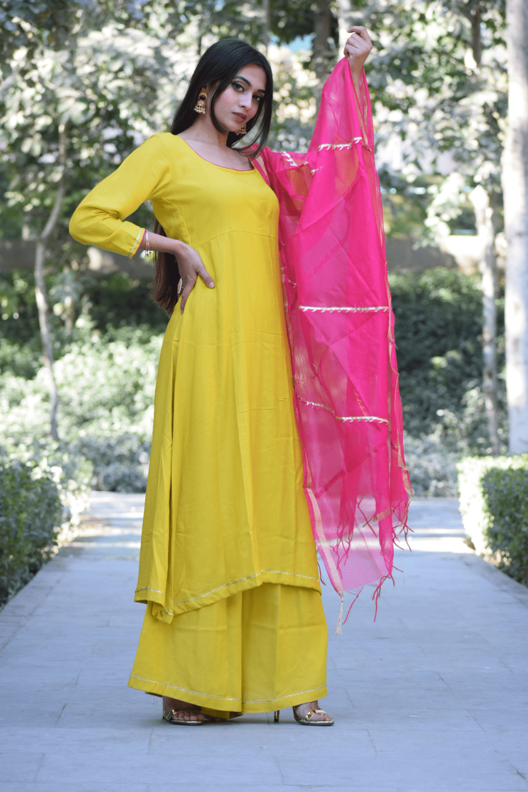 Lemon Chanderi Suit Set