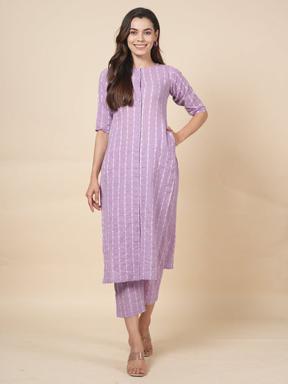Lilac Kantha Kurta Set