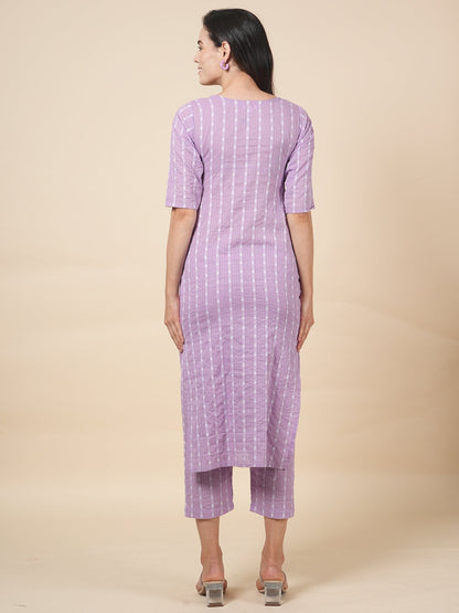 Lilac Kantha Kurta Set