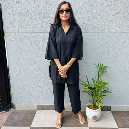 Black Organic Cotton Cord Set