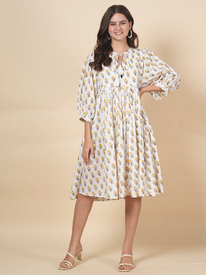 Ivory Block Tie Dress