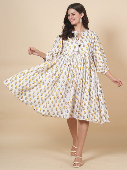 Ivory Block Tie Dress