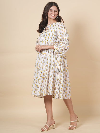 Ivory Block Tie Dress