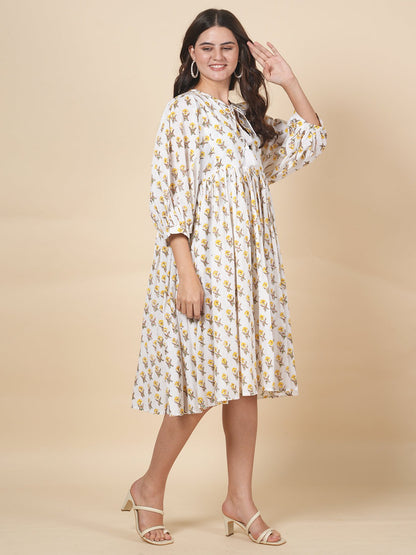 Ivory Block Tie Dress