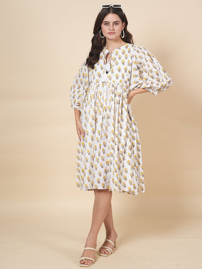 Ivory Block Tie Dress