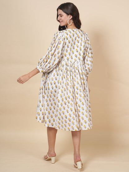 Ivory Block Tie Dress