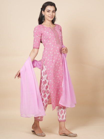 Pink Handblock Suit Set
