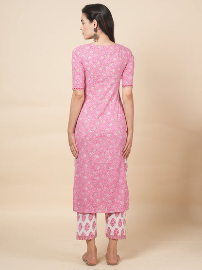 Pink Handblock Suit Set