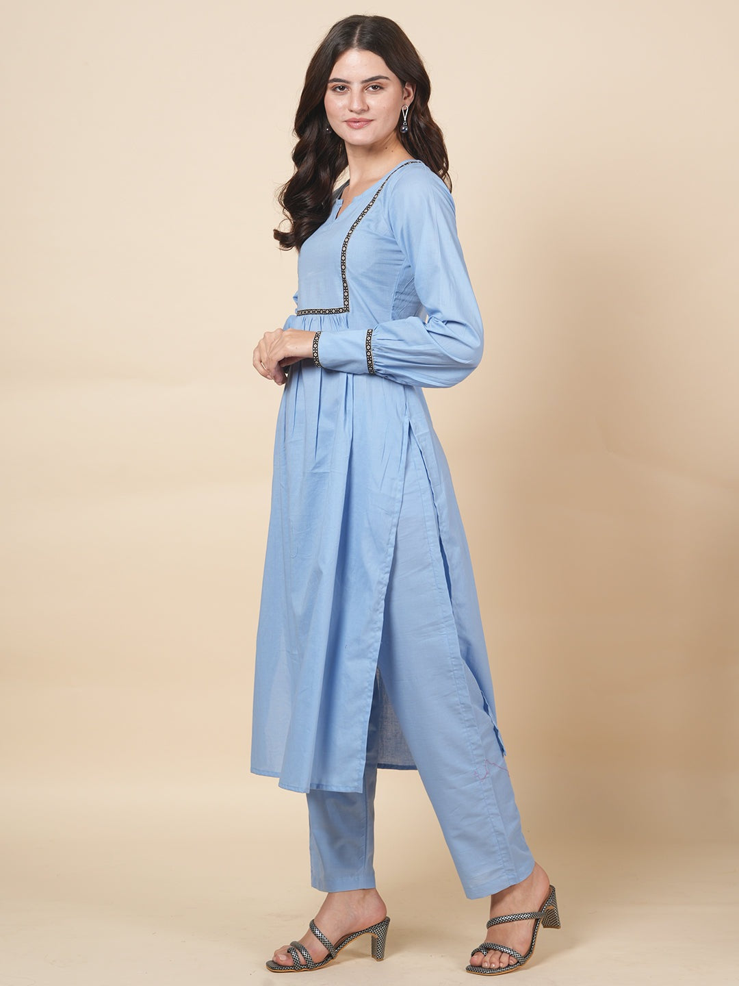 Powder Blue Solid Kurta Set