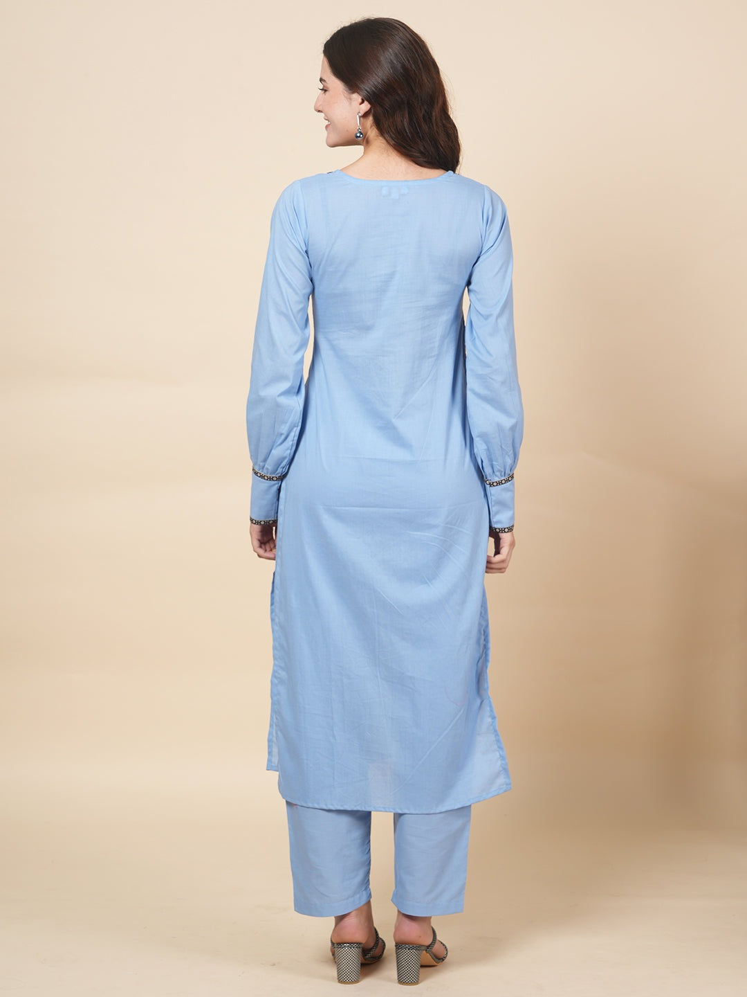 Powder Blue Solid Kurta Set