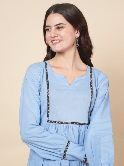 Powder Blue Solid Kurta Set