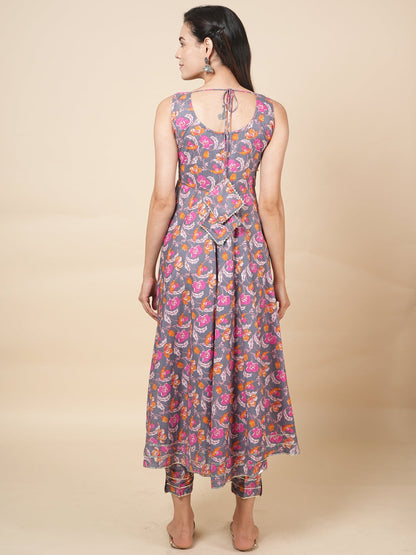 Grey Floral Suit Set