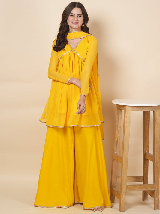 Yellow Alia Sharara Suit Set
