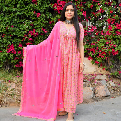 Pink Butti Block Suit Set