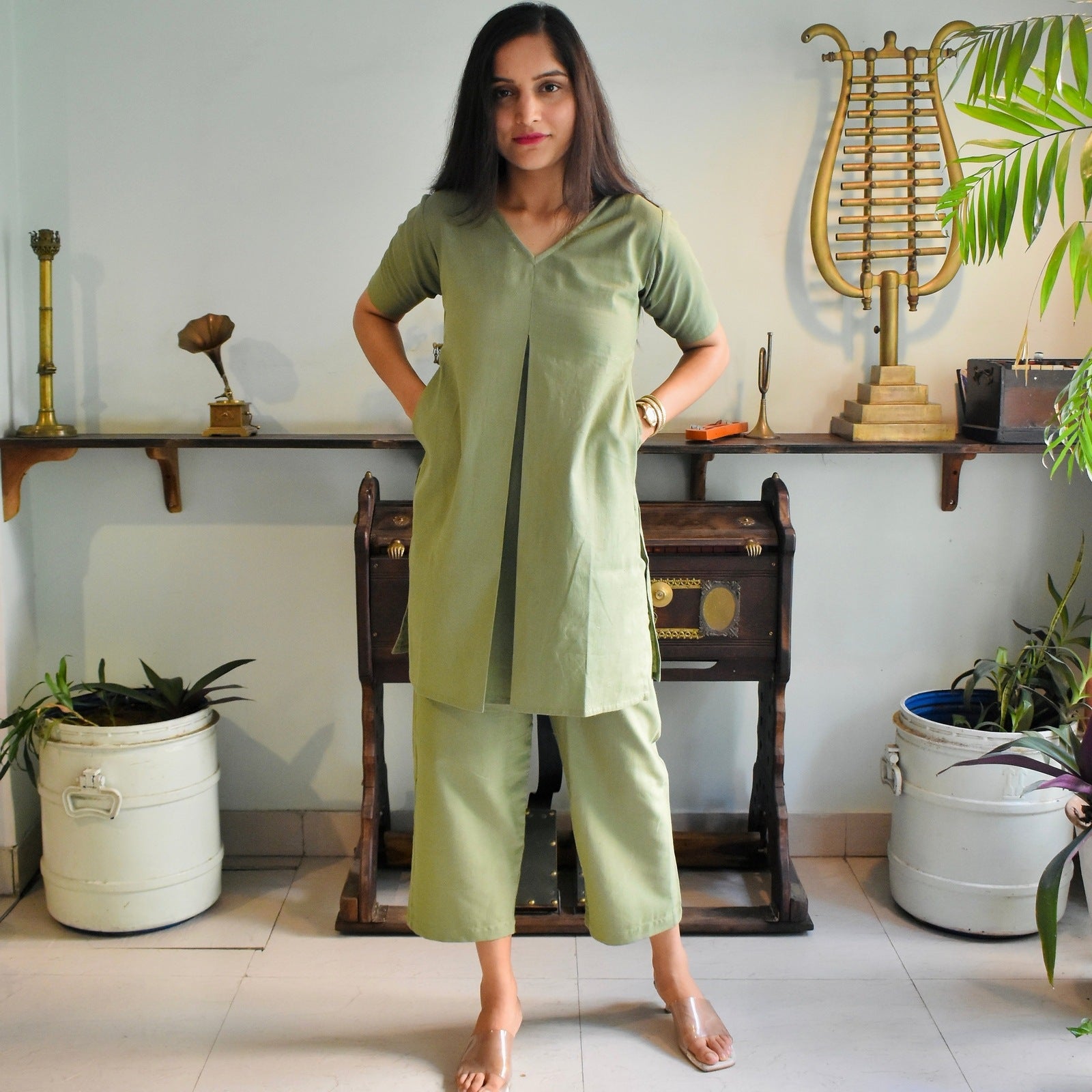 Olive Organic Cotton Cord Set