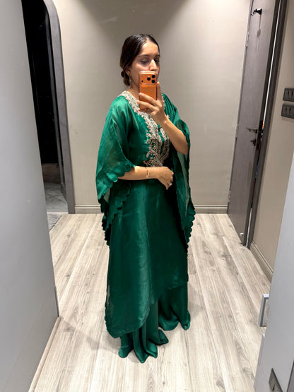 Emerald Zardozi Handwork Kaftan Set