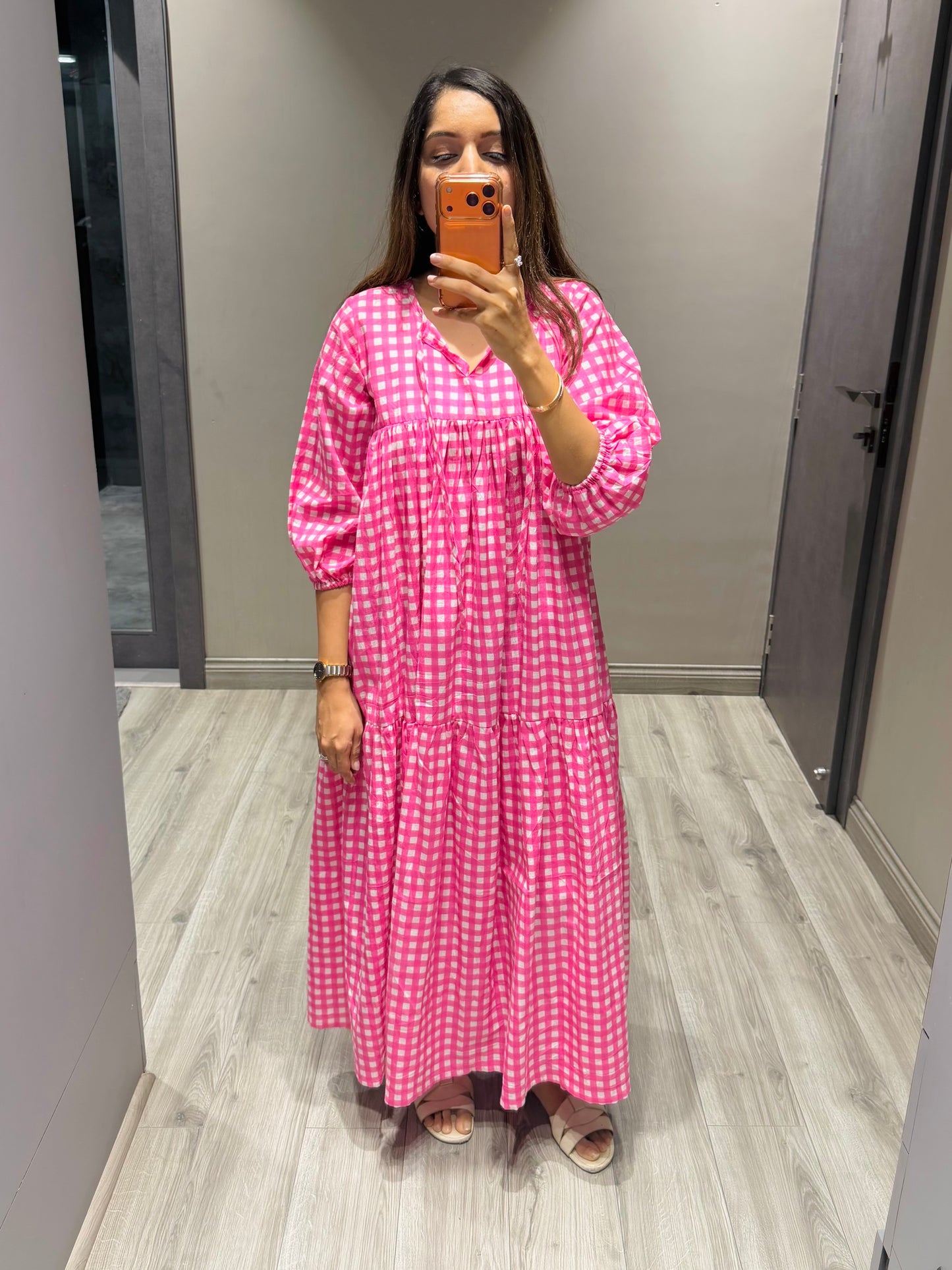 Pink Checked Dress