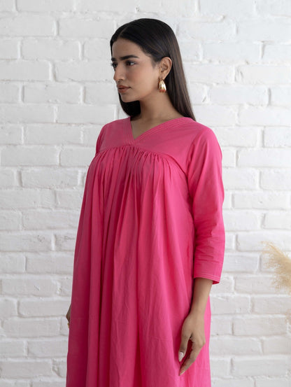 Pink Cotton Kurta Set